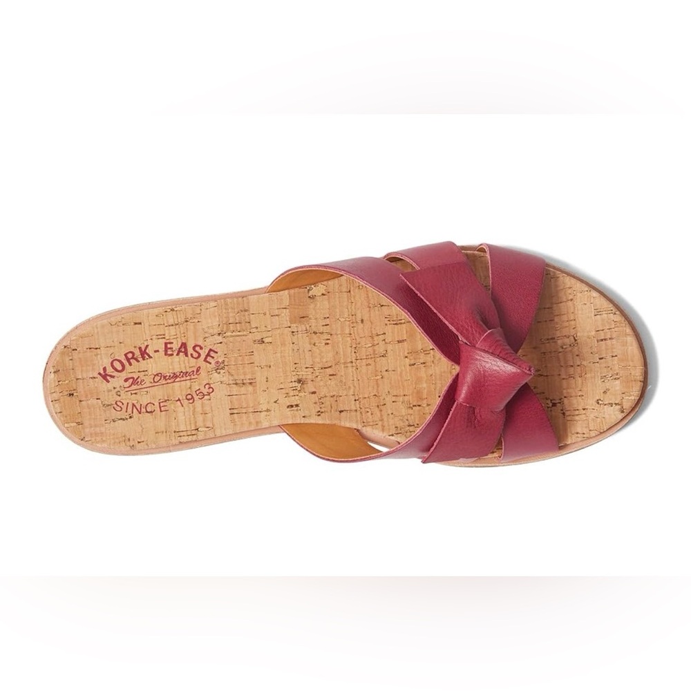 Kork Ease Brigit cork sole leather bow slip on sandals